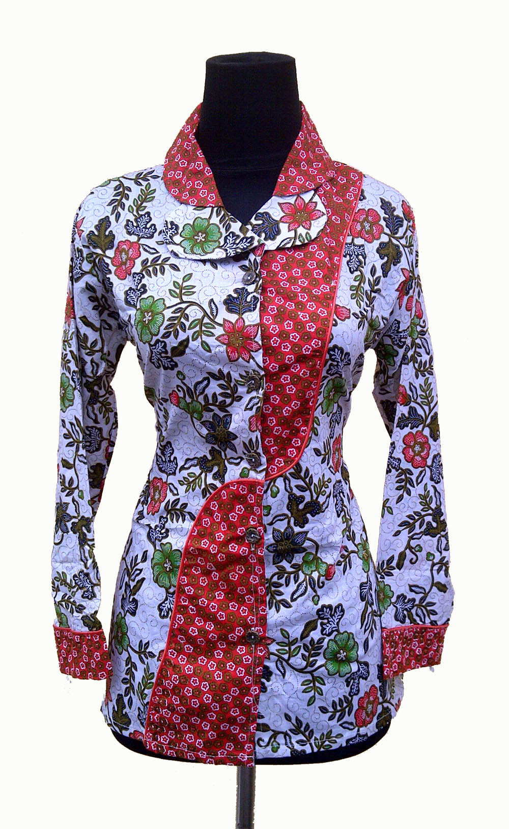 Baju Batik Modern Pekalongan Kain Batik Bunga Mawar Pusat